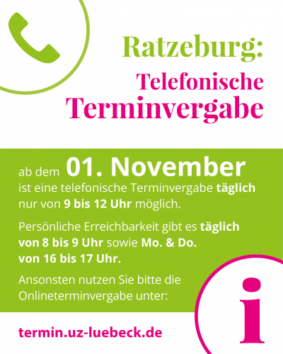 Bild zum Artikel Telefonische Terminvereinbarung Ratzeburg